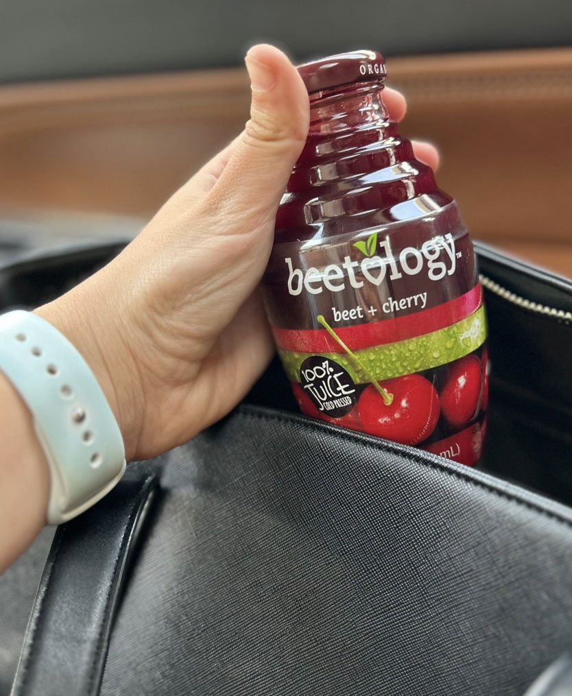 Wonder Juice 100% organic cold-pressed juice Beetology handbag Instagram image