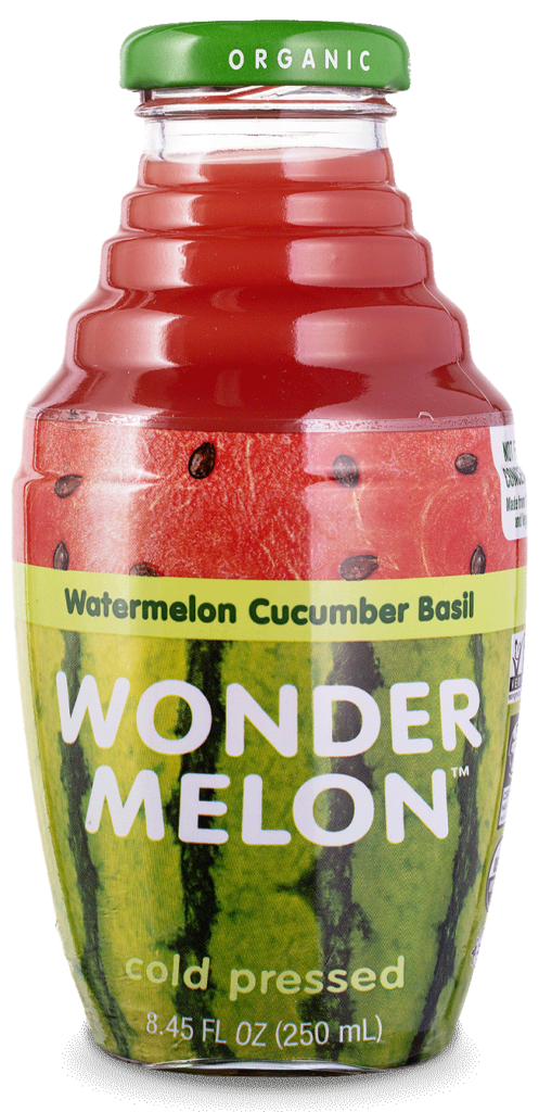 Wonder Melon Watermelon Cucumber Basil 100% organic cold-pressed juice with shadow