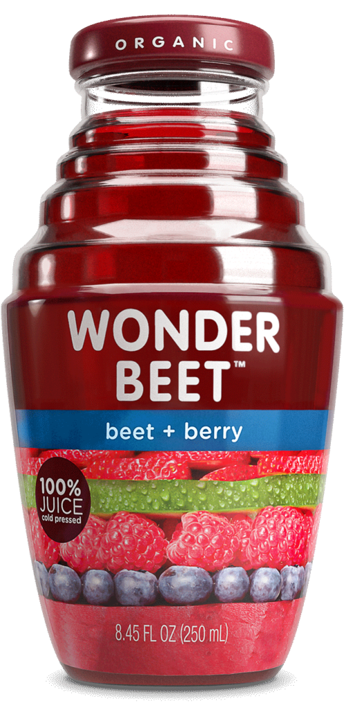 Wonder Beet beet & berry 100% organic cold-pressed juice image with shadow