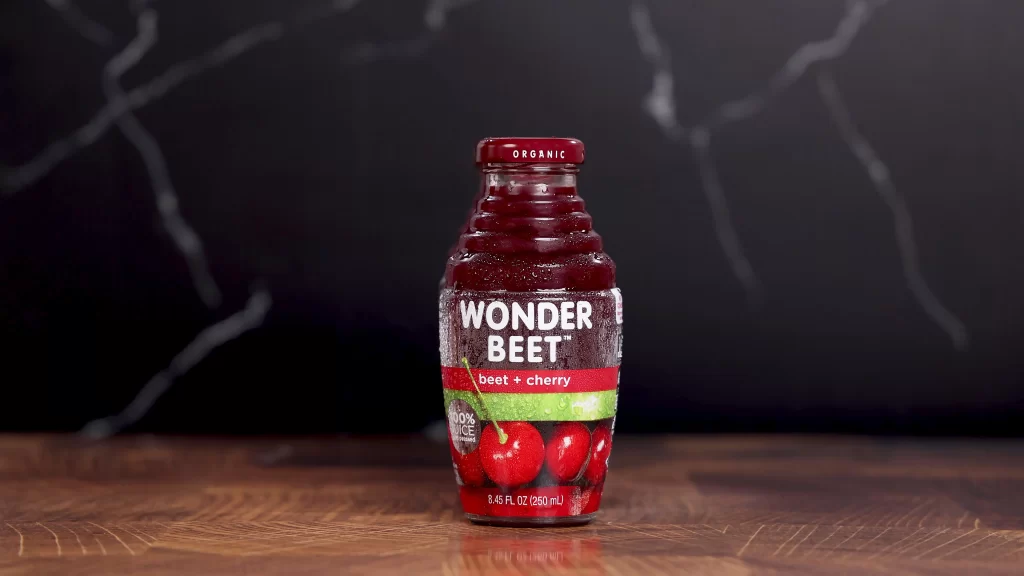Wonder Beet organic beet and cherry cold-pressed juice bottle