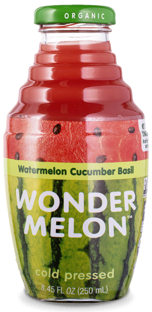 Wonder Melon Watermelon Cucumber Basil 100% organic cold-pressed juice with shadow